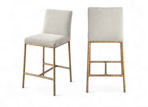 Florence Cream Chenille Fabric Upholstered Counter Stool , 2-Piece (Style 2)