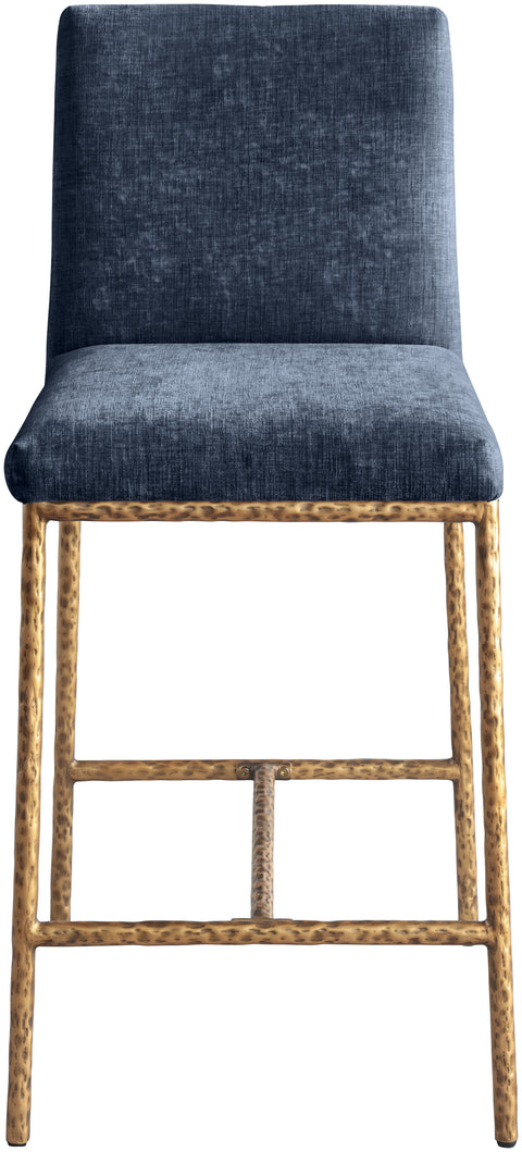 Florence Navy Chenille Fabric Upholstered Counter Stool , 2-Piece (Style 1)