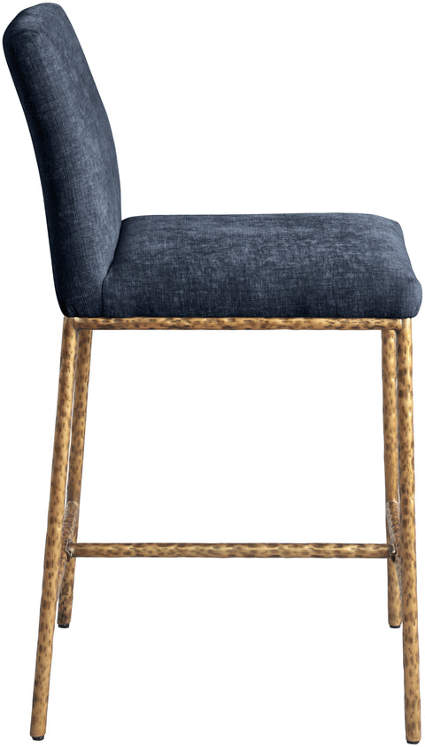 Florence Navy Chenille Fabric Upholstered Counter Stool , 2-Piece (Style 1)