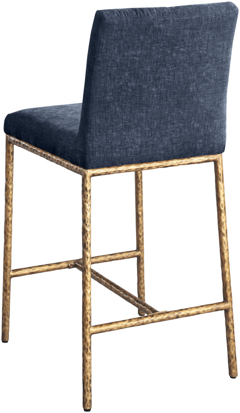 Florence Navy Chenille Fabric Upholstered Counter Stool , 2-Piece (Style 1)