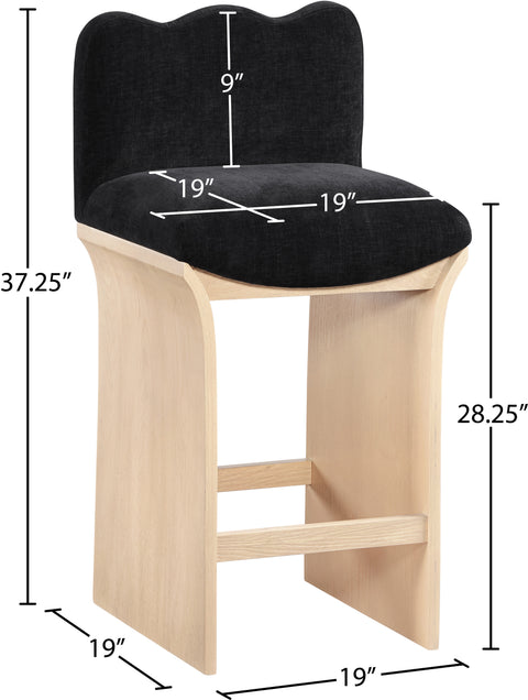 Rowan Black Chenille Fabric Upholstered Counter Stool , 1 Piece (Style 1)