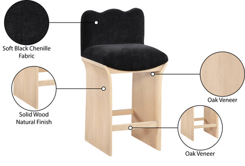 Rowan Black Chenille Fabric Upholstered Counter Stool , 1 Piece (Style 1)