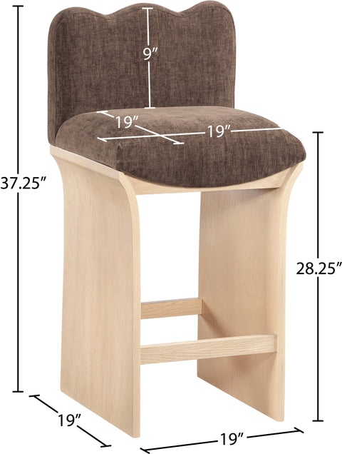 Rowan Brown Chenille Fabric Upholstered Counter Stool, 1 Piece