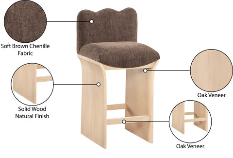 Rowan Brown Chenille Fabric Upholstered Counter Stool, 1 Piece