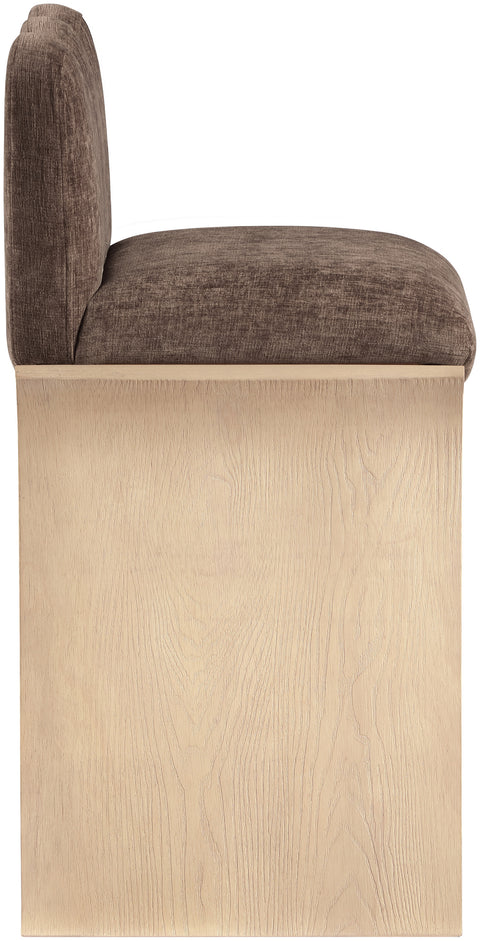 Rowan Brown Chenille Fabric Upholstered Counter Stool, 1 Piece