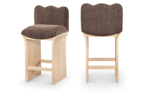 Rowan Brown Chenille Fabric Upholstered Counter Stool, 1 Piece