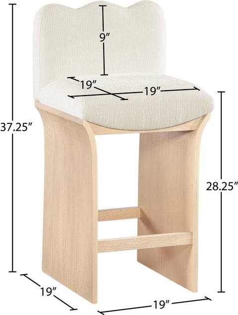 Rowan Cream Chenille Fabric Upholstered Counter Stool , 1 Piece (Style 1)