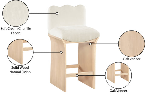 Rowan Cream Chenille Fabric Upholstered Counter Stool , 1 Piece (Style 1)