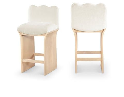 Rowan Cream Chenille Fabric Upholstered Counter Stool , 1 Piece (Style 1)