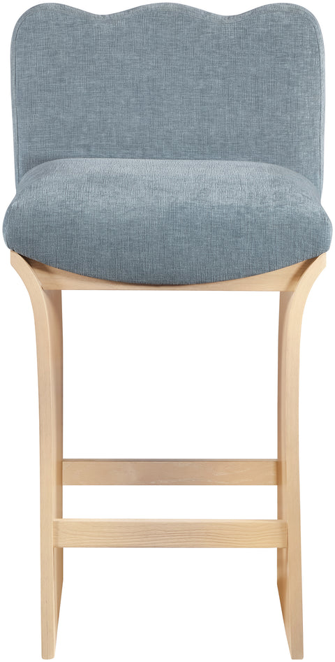 Jessa Light Blue Chenille Fabric Upholstered Counter Stool, 1 Piece
