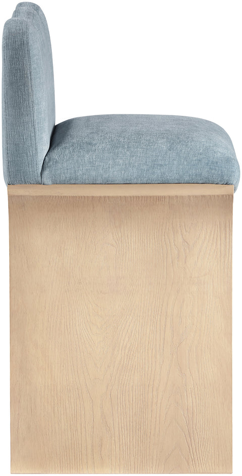 Jessa Light Blue Chenille Fabric Upholstered Counter Stool, 1 Piece