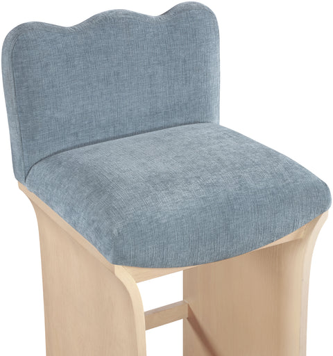 Jessa Light Blue Chenille Fabric Upholstered Counter Stool, 1 Piece