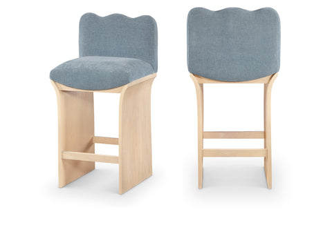 Jessa Light Blue Chenille Fabric Upholstered Counter Stool, 1 Piece