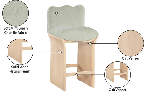 Rowan Mint Chenille Fabric Upholstered Counter Stool , 1 Piece (Style 1)