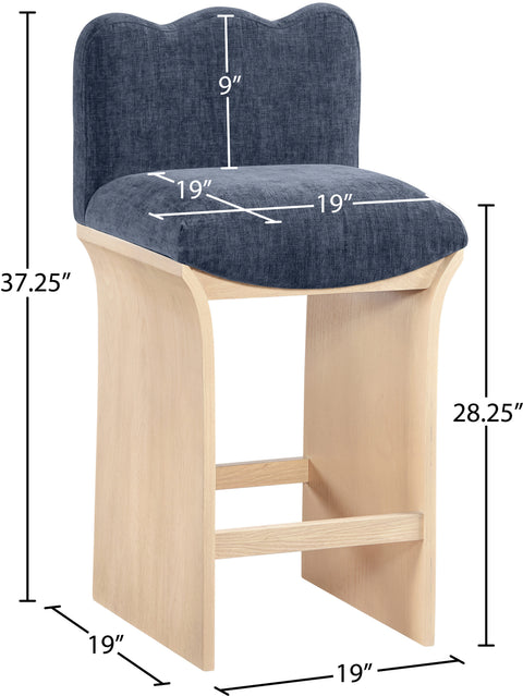 Rowan Navy Chenille Fabric Upholstered Counter Stool, 1 Piece