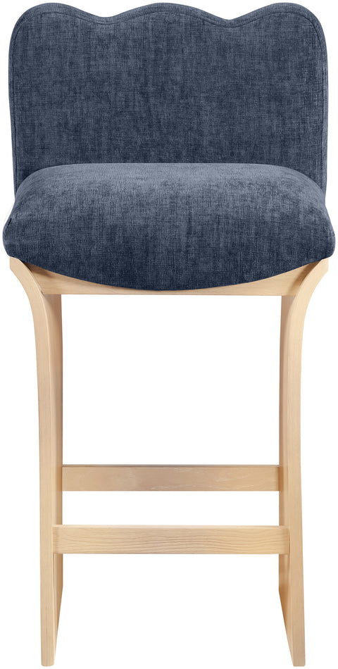 Rowan Navy Chenille Fabric Upholstered Counter Stool, 1 Piece