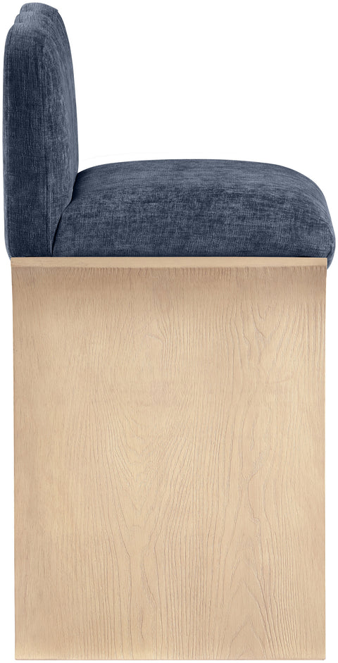Rowan Navy Chenille Fabric Upholstered Counter Stool, 1 Piece