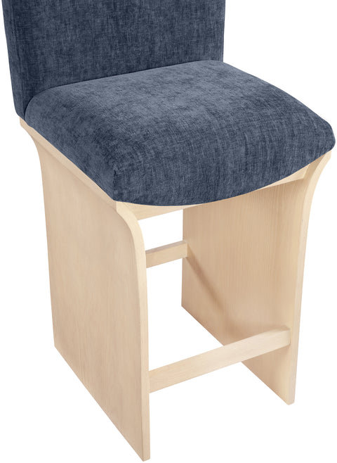 Rowan Navy Chenille Fabric Upholstered Counter Stool, 1 Piece