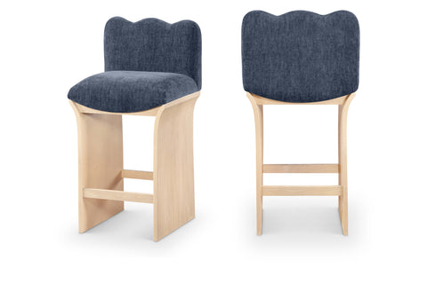 Rowan Navy Chenille Fabric Upholstered Counter Stool, 1 Piece