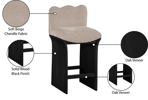 Rowan Beige Chenille Fabric Upholstered Counter Stool , 1 Piece (Style 1)