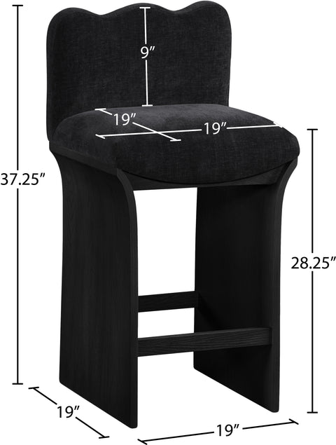 Rowan Black Chenille Fabric Upholstered Counter Stool , 1 Piece (Style 2)