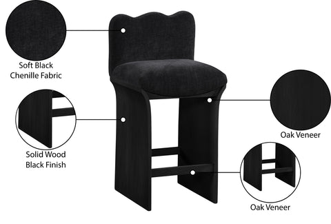 Rowan Black Chenille Fabric Upholstered Counter Stool , 1 Piece (Style 2)