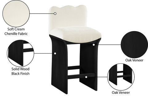 Rowan Cream Chenille Fabric Upholstered Counter Stool , 1 Piece (Style 2)