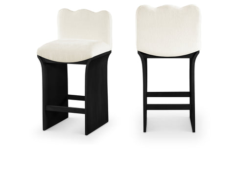 Rowan Cream Chenille Fabric Upholstered Counter Stool , 1 Piece (Style 2)