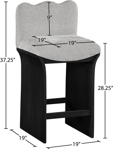 Rowan Grey Chenille Fabric Upholstered Counter Stool, 1 Piece