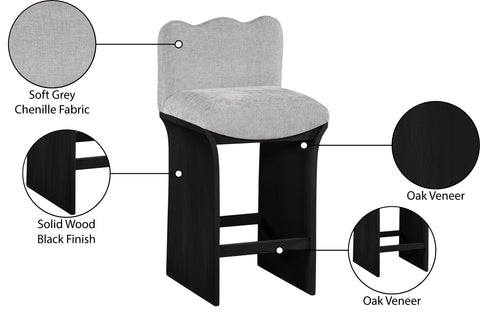 Rowan Grey Chenille Fabric Upholstered Counter Stool, 1 Piece