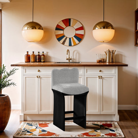 Rowan Grey Chenille Fabric Upholstered Counter Stool, 1 Piece