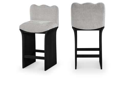 Rowan Grey Chenille Fabric Upholstered Counter Stool, 1 Piece