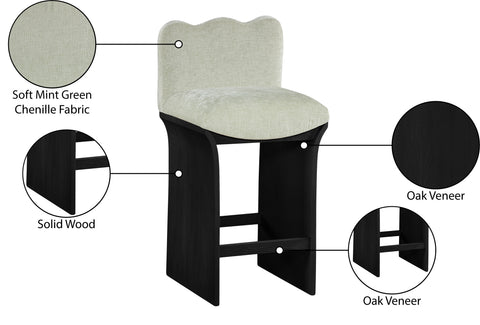 Rowan Mint Chenille Fabric Upholstered Counter Stool , 1 Piece (Style 2)