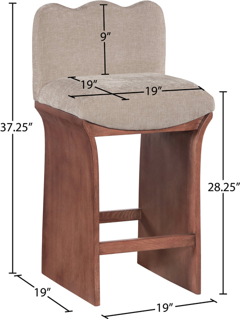 Rowan Beige Chenille Fabric Upholstered Counter Stool , 1 Piece (Style 2)