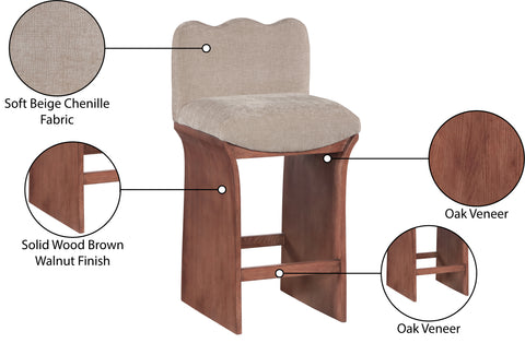Rowan Beige Chenille Fabric Upholstered Counter Stool , 1 Piece (Style 2)