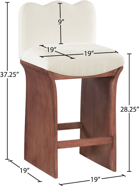 Rowan Cream Chenille Fabric Upholstered Counter Stool , 1 Piece (Style 3)