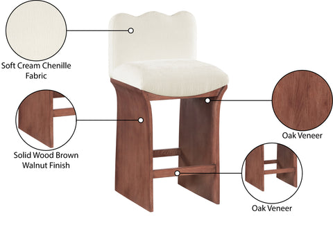 Rowan Cream Chenille Fabric Upholstered Counter Stool , 1 Piece (Style 3)