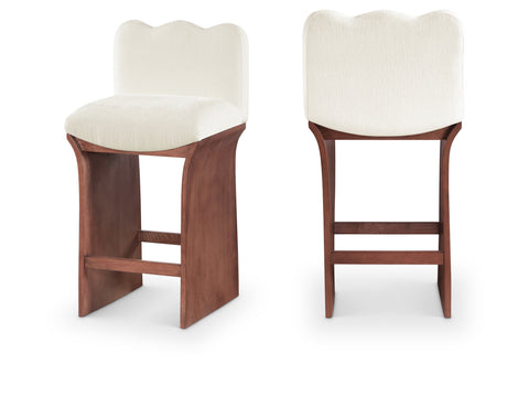 Rowan Cream Chenille Fabric Upholstered Counter Stool , 1 Piece (Style 3)