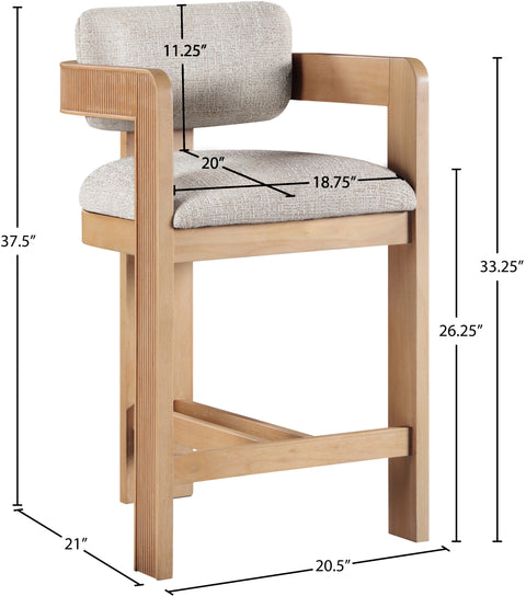 Selene Beige Linen Textured Fabric Upholstered Counter Stool , 1 Piece (Style 1)