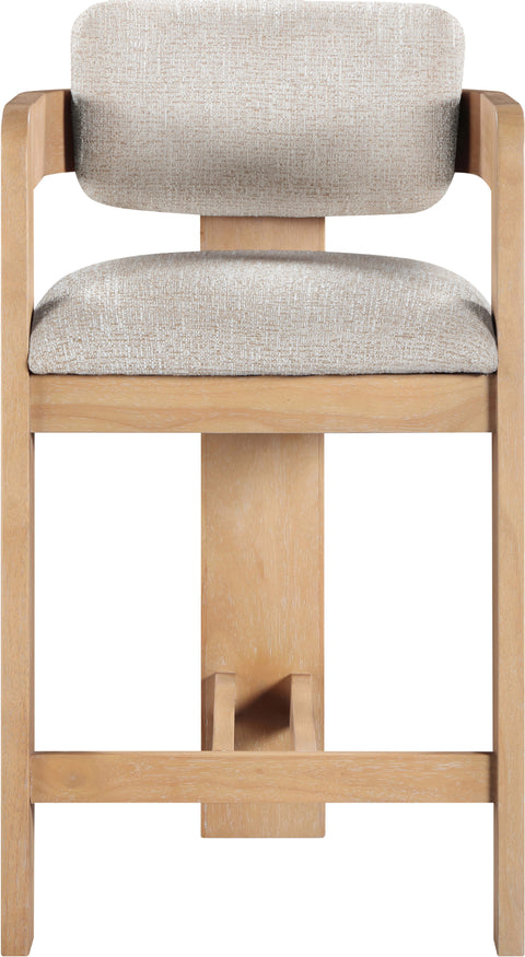 Selene Beige Linen Textured Fabric Upholstered Counter Stool , 1 Piece (Style 1)