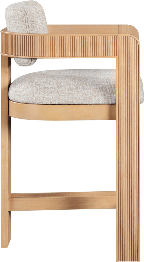 Selene Beige Linen Textured Fabric Upholstered Counter Stool , 1 Piece (Style 1)