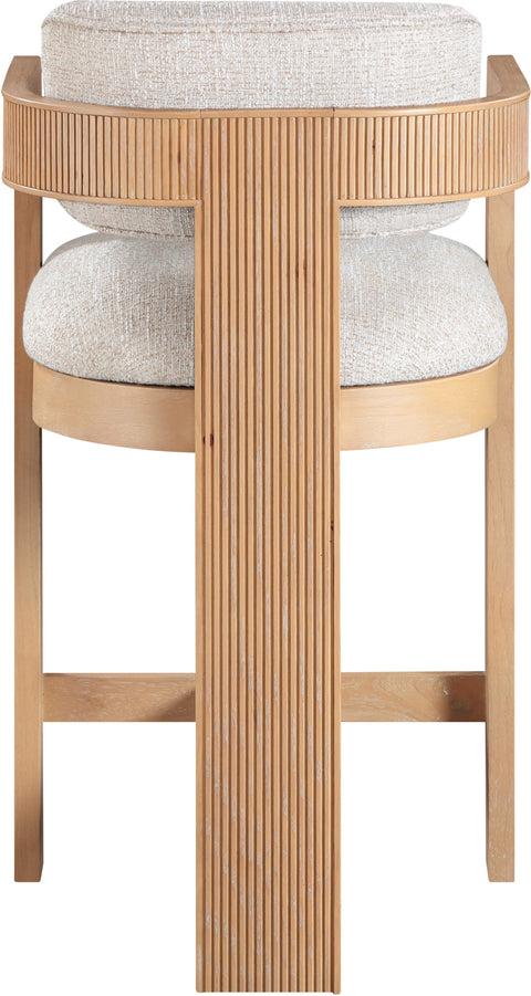 Selene Beige Linen Textured Fabric Upholstered Counter Stool , 1 Piece (Style 1)