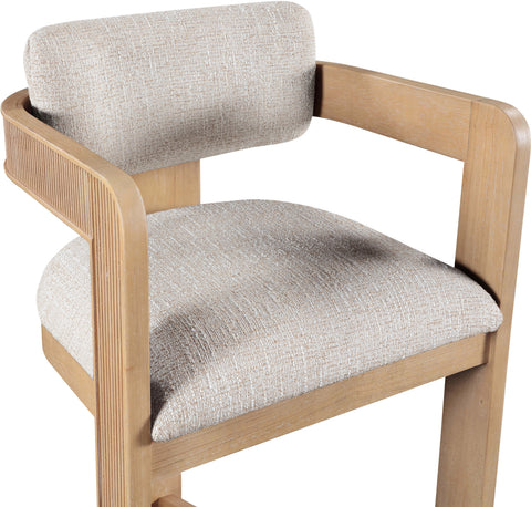 Selene Beige Linen Textured Fabric Upholstered Counter Stool , 1 Piece (Style 1)