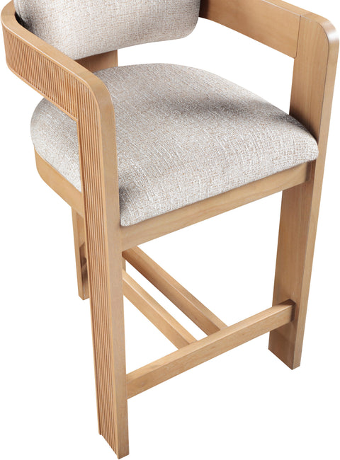 Selene Beige Linen Textured Fabric Upholstered Counter Stool , 1 Piece (Style 1)