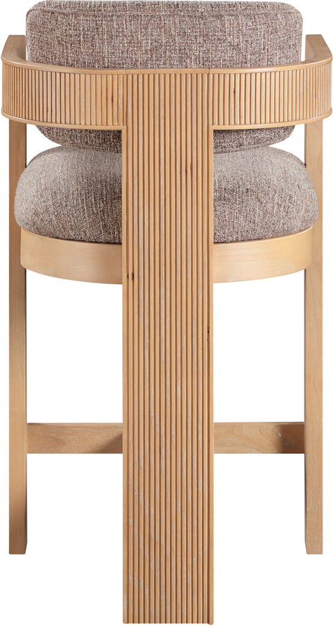 Selene Brown Linen Textured Fabric Upholstered Counter Stool, 1 Piece