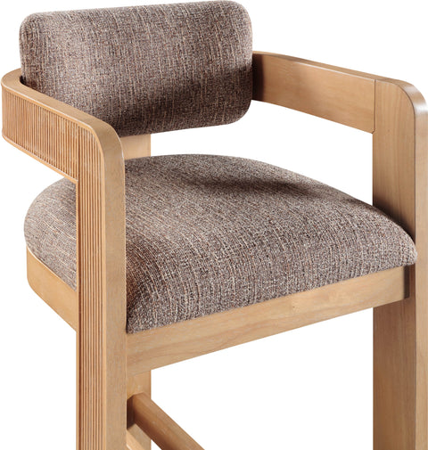 Selene Brown Linen Textured Fabric Upholstered Counter Stool, 1 Piece
