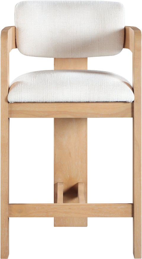 Selene Cream Linen Textured Fabric Upholstered Counter Stool , 1 Piece (Style 1)