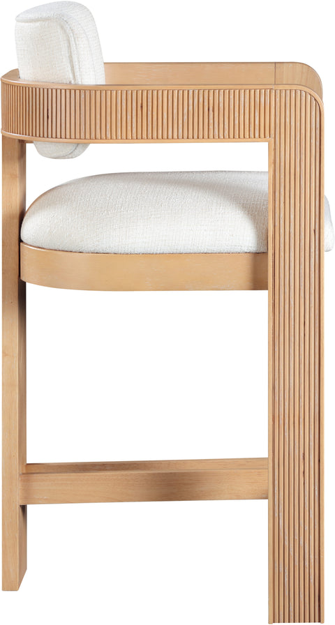 Selene Cream Linen Textured Fabric Upholstered Counter Stool , 1 Piece (Style 1)