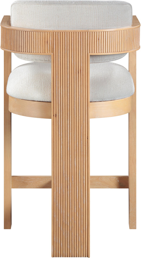 Selene Cream Linen Textured Fabric Upholstered Counter Stool , 1 Piece (Style 1)