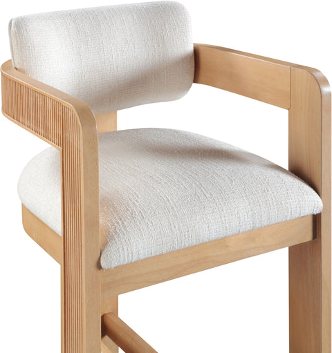 Selene Cream Linen Textured Fabric Upholstered Counter Stool , 1 Piece (Style 1)